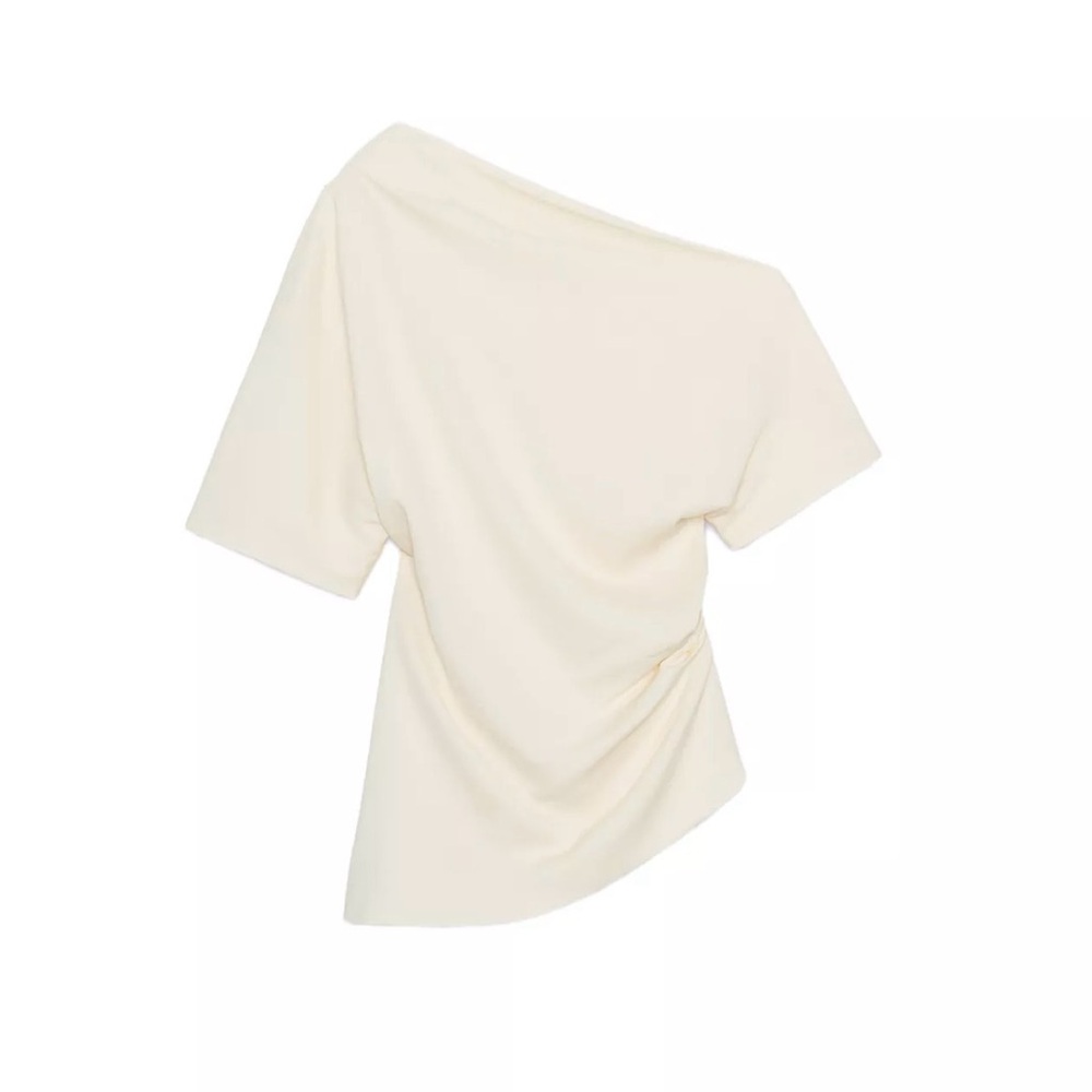 Zara Off-White Asymmetrical Blouse